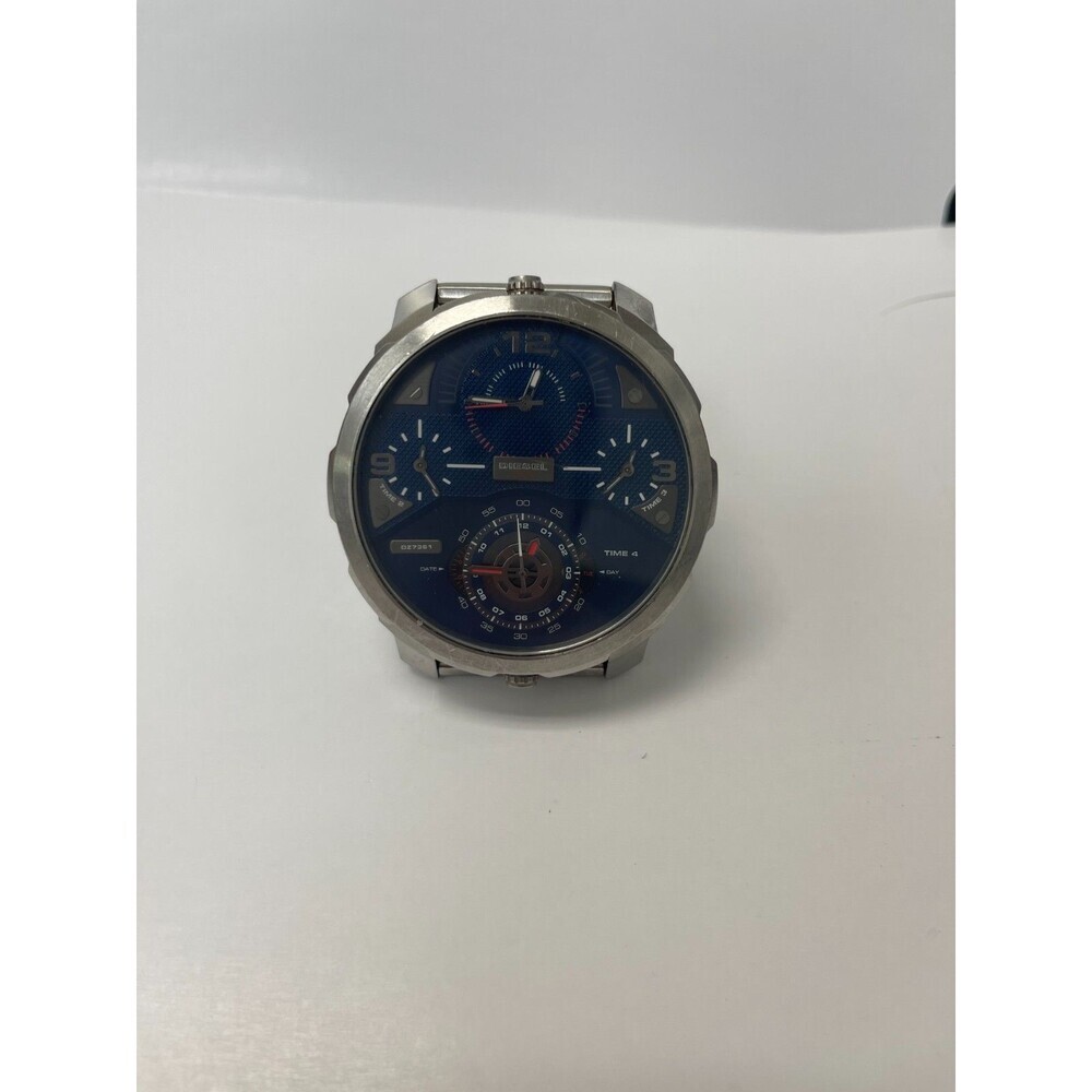Diesel Blue Dial Multi Time Zone Stainless Steel Watch